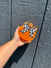 Load image into Gallery viewer, Pumpkin W/Checkered Bow
