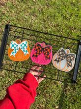 Load image into Gallery viewer, Pumpkin W/Checkered Bow
